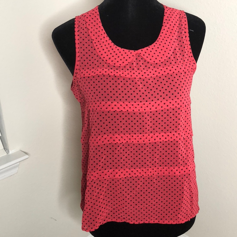 Pink & Black Polka Dot Sheer Top